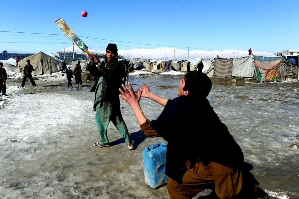 Afghan Kids Play Cricket In Refugee 